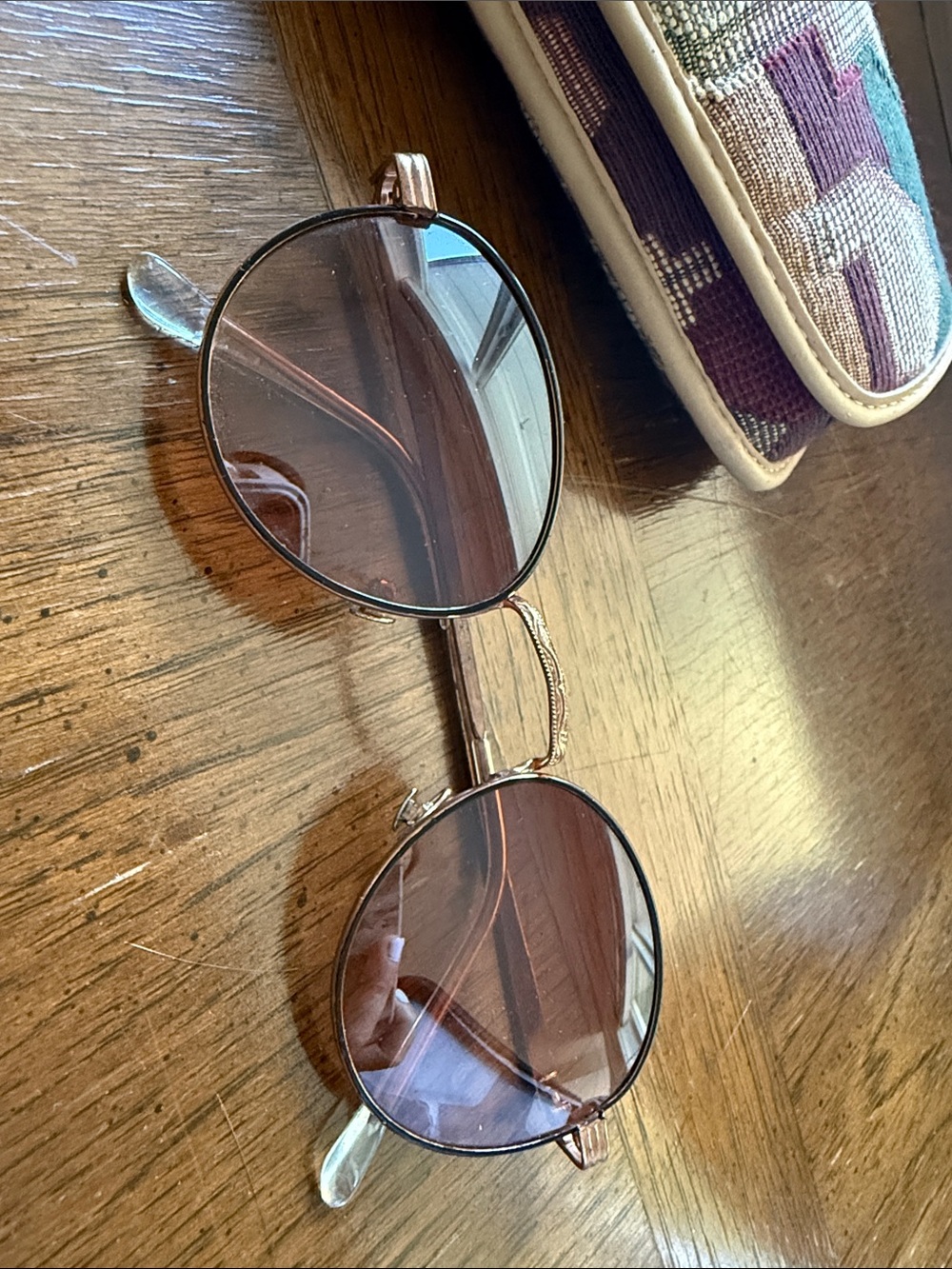 Men's Round Metal Frame Sunglasses - Brown Lenses